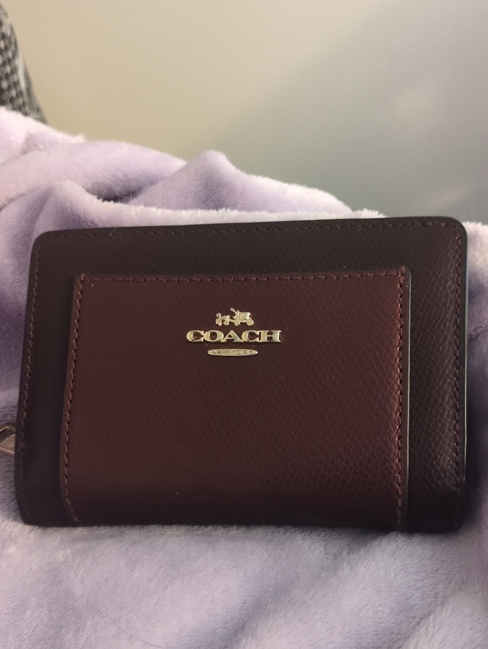 Coach Two-Toned Burgundy Leather Wallet